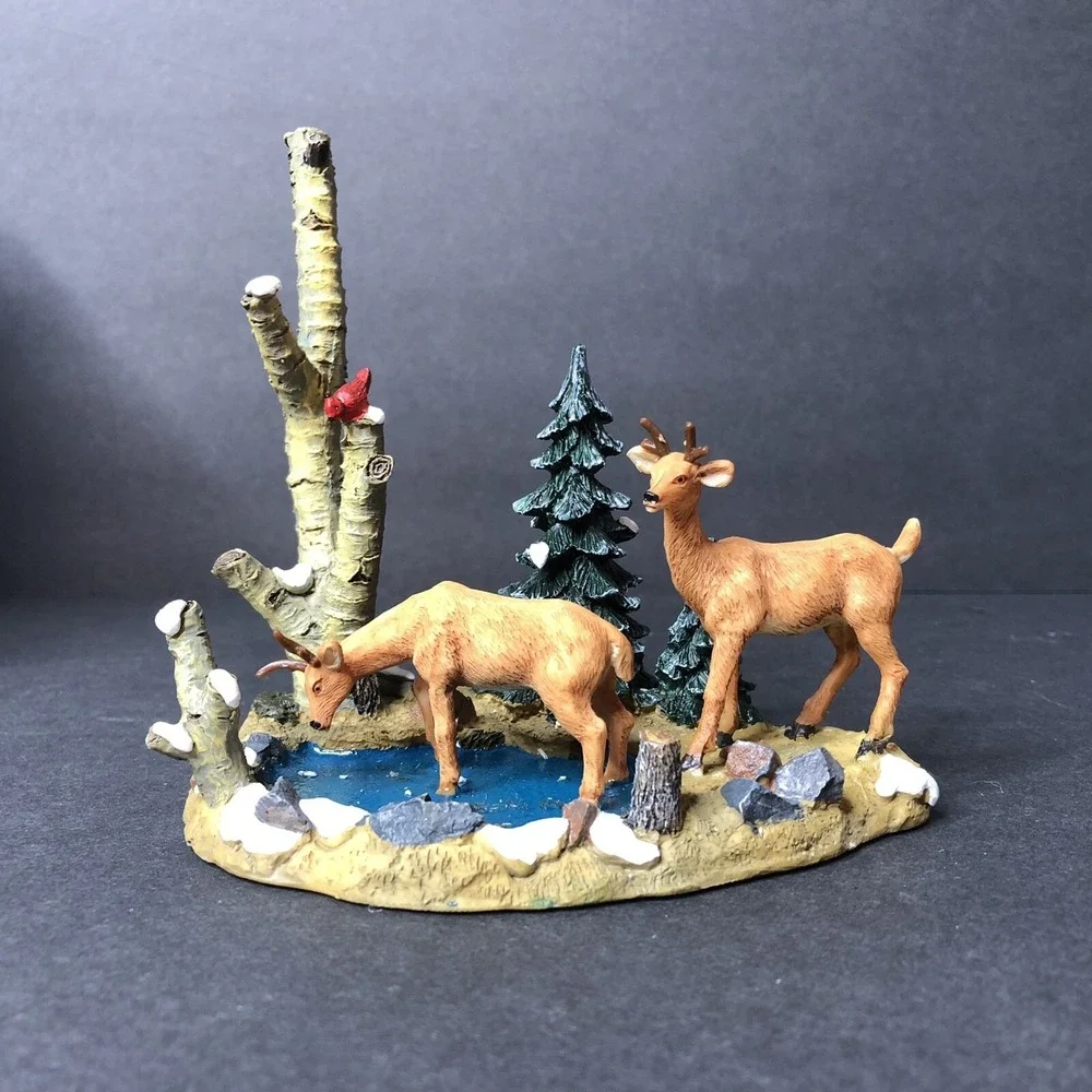 Vintage 2000 Lemax Coventry Cove Testing the Water Reindeer Figurine with Box